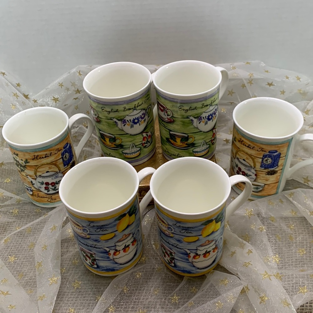 Set of 6 Crown Trent Fine Bone China Tea Mugs